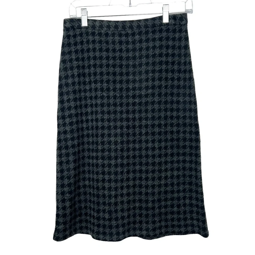 Ferre de Como Gray Black Houndstooth Print Skirt Approx Medium